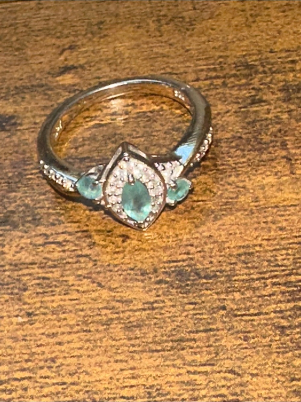 Genuine Marquise shaped Alexandrite sterling Ring Sz 6